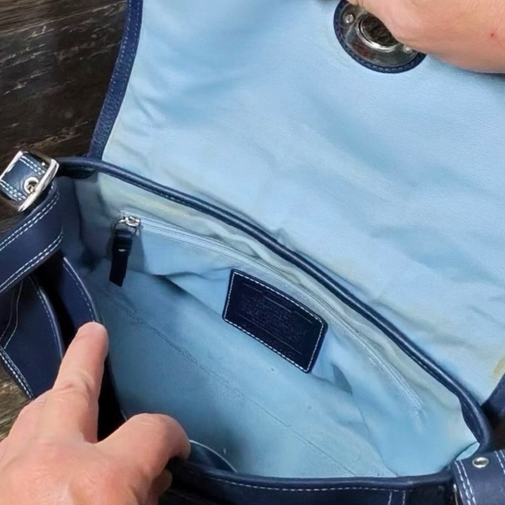 Coach Dark Blue Crossbody Bag Purse - Picture 10 of 13